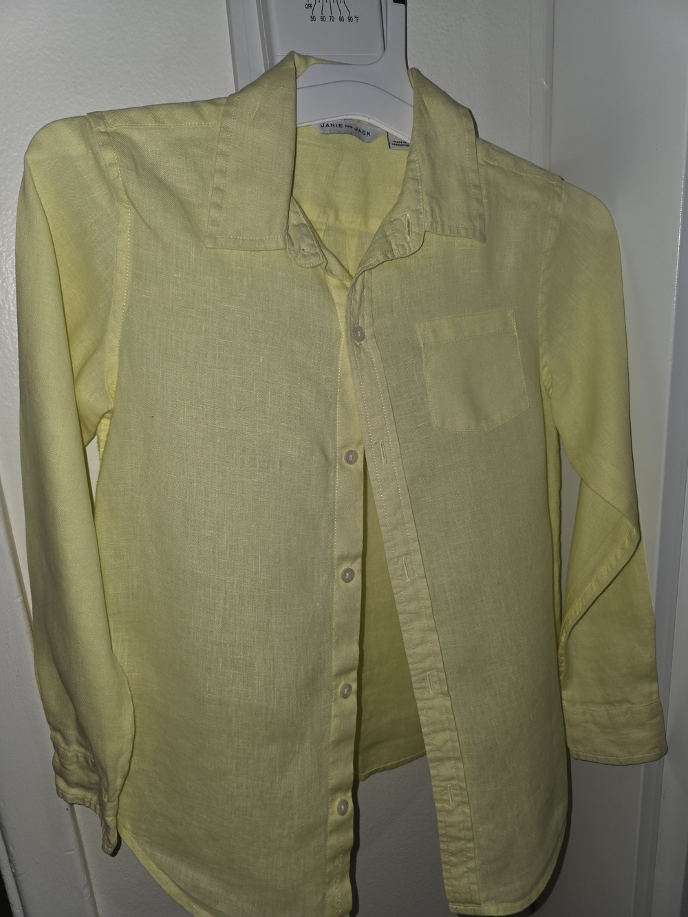 Janie and Jack Pale Yellow Linen Collared Shirt